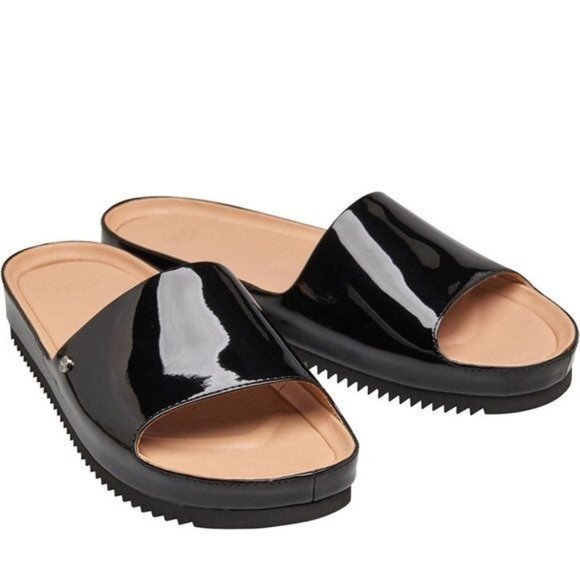 NWT Ugg Jane Patent Slides black - Picture 1 of 4